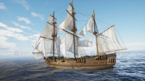 【UE】护卫舰船木制帆船  Ship Frigate