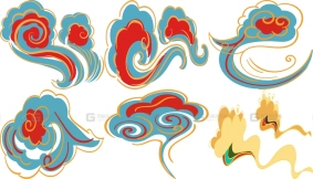 敦煌壁画国风祥云日式复古云朵插画PNG免扣元素矢量AI设计PSD素材
