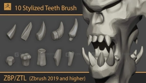 风格化卡通牙齿笔刷 Stylized teeth for Zbrush