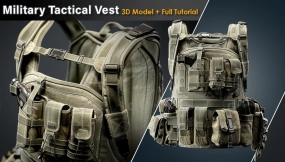 军用战术背心 完整教程 + 3D模型 - Military Tactical Vest Full Tutorial + 3D Model