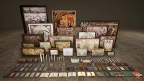 【UE】中世纪道具 书籍、卷轴、绘画  Medieval Props  Books, Scrolls, Paintings
