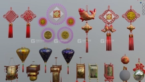 新年道具包中式传统灯笼对联挂件中国结 - happy new years