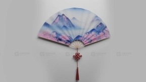 中国传统纸扇墙饰 - Traditional Chinese Paper Fan Wall Decoration