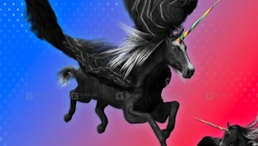 黑独角兽（已绑定骨骼，含动画）  Black Unicorn (Rigged,Animated)