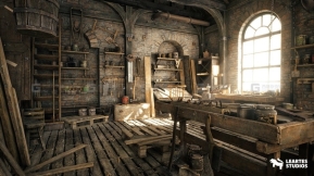 【UE】木匠室内工作室环境  Carpenters Workshop Environment (Workshop Prop Pack Carpenter Woodworking 3D)