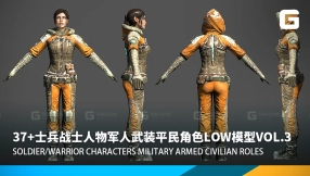 37+士兵战士人物军人武装平民角色low模型vol.3