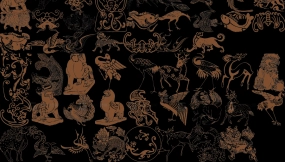 中国传统古典吉祥瑞兽狮子鹿图案纹样PNG免抠AI矢量设计素材