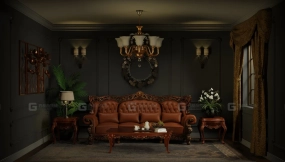 场景-复古皇家客厅 - Scene- Vintage Royal Living Room
