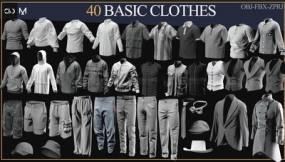 40个男性夹克连帽衫卫衣外套大衣裤子衬衫衣服模型
