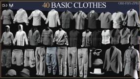 40个男性夹克连帽衫卫衣外套大衣裤子衬衫衣服模型