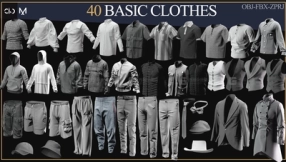 40个男性夹克连帽衫卫衣外套大衣裤子衬衫衣服模型