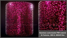 粉色矩形闪粉PBR材质及纹理 Pink Rectangle Glitter Substance PBR Material and Textures