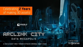 科幻未来城市楼房建筑模型 Arclink City – Data Megapolis Kitbash Buildings