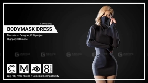 黑色高领修身连衣裙短裙包臀裙