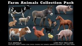 农场家禽猫鸡牛兔猪狗马模型 Farm Animals Collection Pack