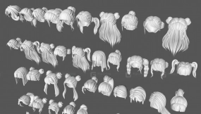 50种卡通女性头发发型模型 50 cartoon female hair styles