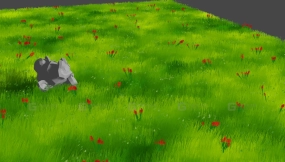 Blender草地动画卡通风格2D风格 Blender Grass Animation Cartoon Style 2D Style