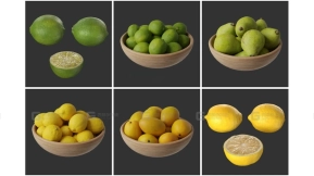 柠檬梨橘子水果3D模型包 Lemon pear orange fruit 3D model pack
