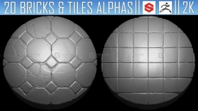 20组砖块瓷砖墙面地砖Alpha贴图
