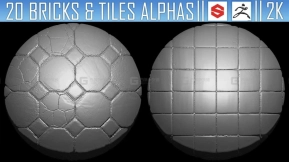 20组砖块瓷砖墙面地砖Alpha贴图