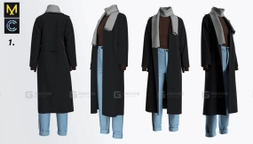 4+秋冬女性服装围巾大衣裤子