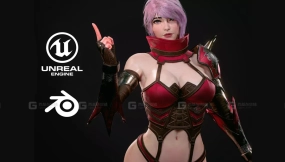 红色忍者性感女性人物角色 Red Ninja 3D - Game Ready