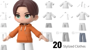 Q版卡通小男孩人物角色模型 Colin clothes 