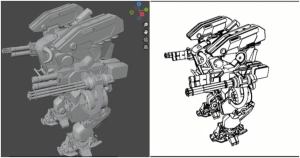 Blender中一键从任意3D模型生成线稿