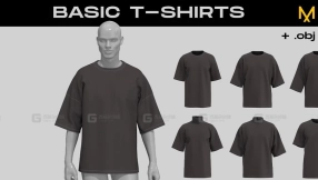 黑色男士短袖T恤模型