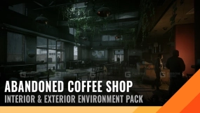 【UE】后启示录风格废弃咖啡店汽车穿梭通道  Post Apocalyptic Abandoned Coffee Shop Drive Thru