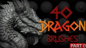 40种恐龙鳞片皮肤触角倒刺眼睛笔刷 Zbrush - Dragon VDM Brush Part 2