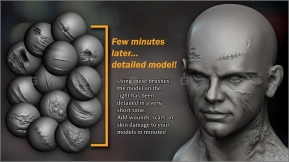 Zbrush皮肤伤口疤痕损伤笔刷