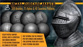 金属表面制作工具：300款ZBrush笔刷、75款Alpha贴图及40款图案 - Metal Surface Maker 300 ZBrush Brushes, 75 Alphas, and 40 Patterns