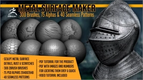 金属表面制作工具：300款ZBrush笔刷、75款Alpha贴图及40款图案 - Metal Surface Maker 300 ZBrush Brushes, 75 Alphas, and 40 Patterns