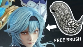 zbrush卡通二次元头发长发笔刷 Tioxic Hair Brush (for Zbrush) 
