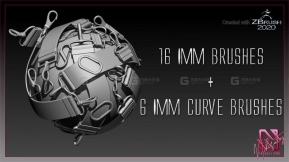 16组IMM卡扣笔刷+6组IMM曲线笔刷   16 IMM Snap Clips + 6 IMM Curve brushes for Zbrush