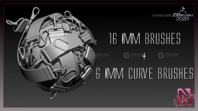16组IMM卡扣笔刷+6组IMM曲线笔刷   16 IMM Snap Clips + 6 IMM Curve brushes for Zbrush