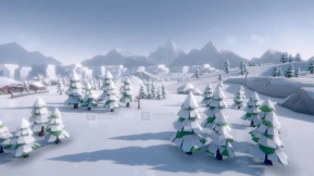 【UE】低多边形风格冬季环境  Lowpoly Style Winter Environment
