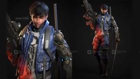赛博朋克武士杀手刀剑角色模型 Cyberpunk Samurai