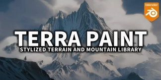 Blender风格化地形山脉模型 Stylized Terrain And Mountain Library Terra Paint