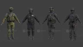 武装游戏角色模型4款 4 Armed Game Character Models