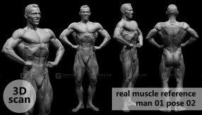 扫描男性肌肉结构身体模型01 3D scan real muscleanatomy Man01 pose 02