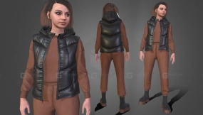女性秋季服装羽绒马甲卫衣运动服模型 Woman in Autumn Outfit 7 - Rigged