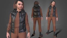 女性秋季服装羽绒马甲卫衣运动服模型 Woman in Autumn Outfit 7 - Rigged