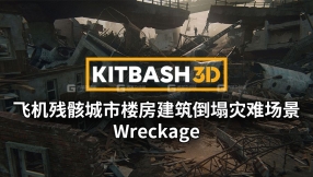 【KitBash3D】飞机残骸城市楼房建筑倒塌灾难场景3D模型 Wreckage