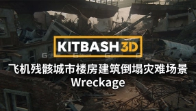 【KitBash3D】飞机残骸城市楼房建筑倒塌灾难场景3D模型 Wreckage