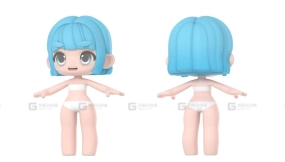 Q版卡通可爱小女孩人物角色模型 Tia baseModel