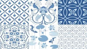 古典中国风矢量无缝背景图案日式简约图形印花纹理纹样设计素材