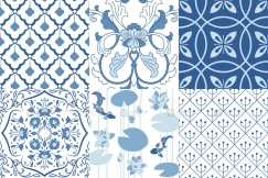 古典中国风矢量无缝背景图案日式简约图形印花纹理纹样设计素材