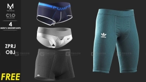 4个男士内裤短裤模型 4 Men's Underpants - Marvelous  CLO Project file - Free